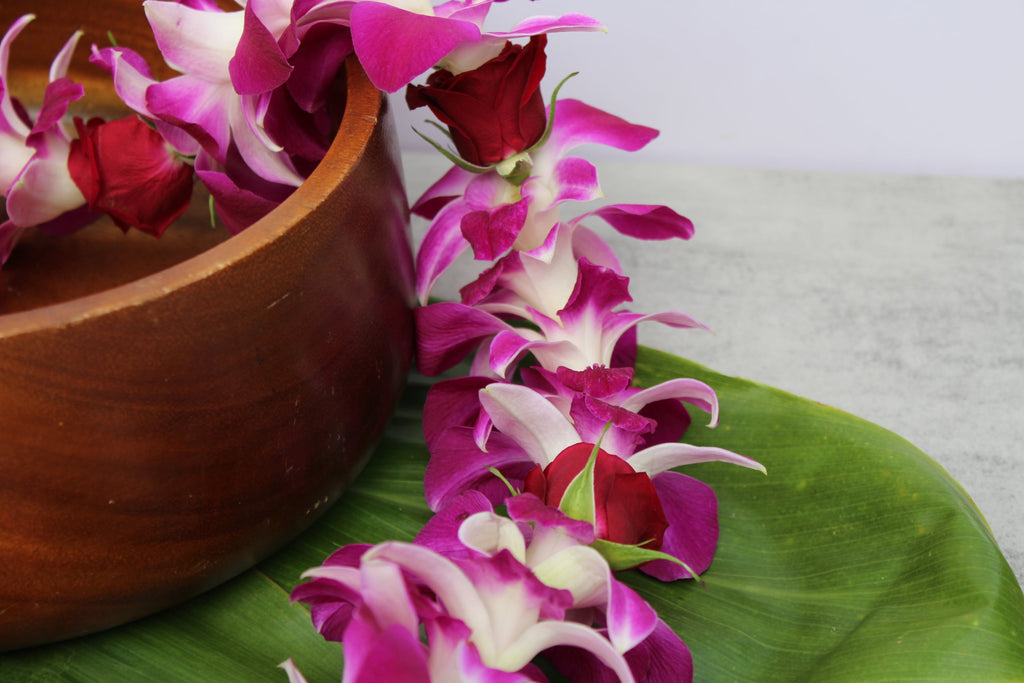 Single Orchid with Baby Rose Lei