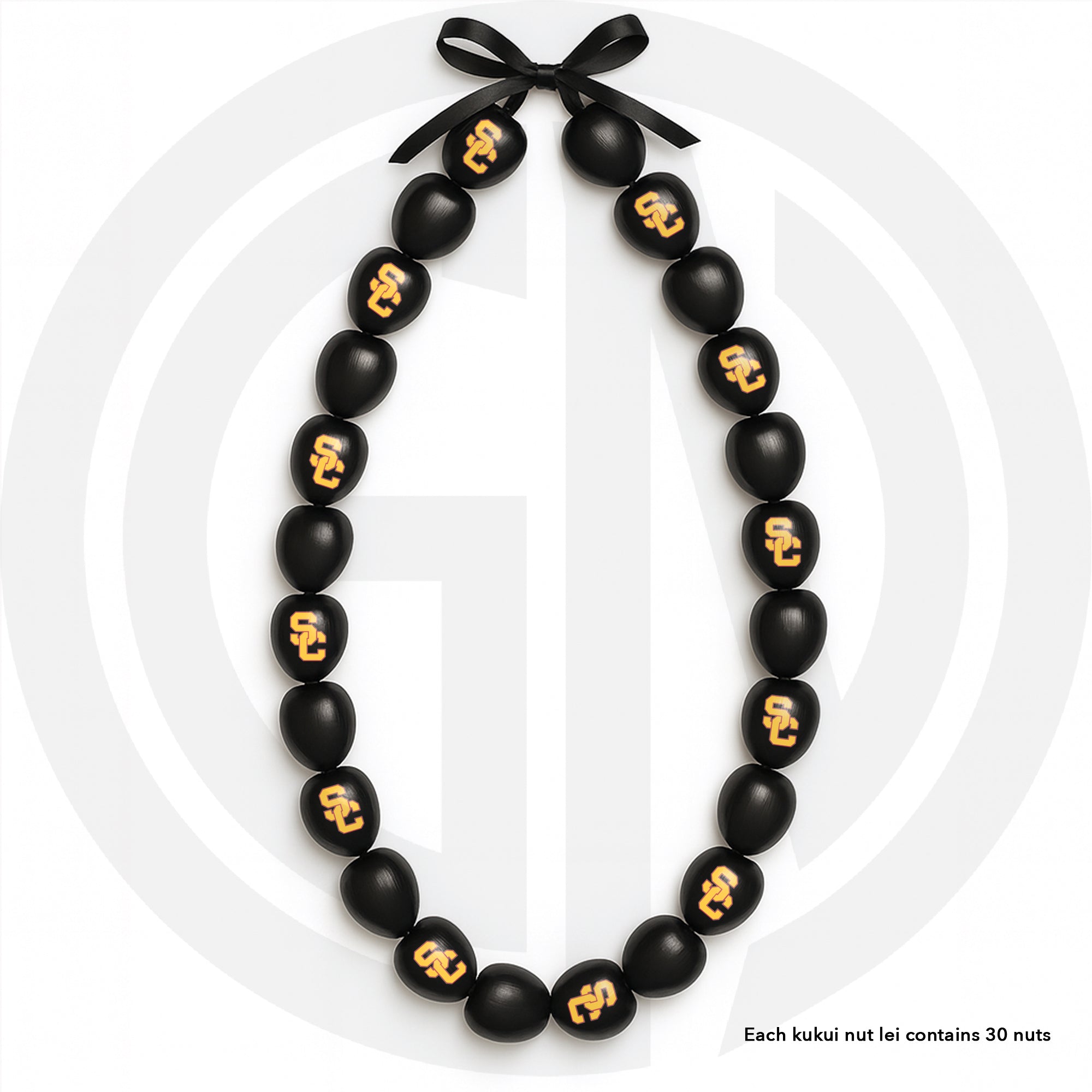 USC SC Logo - All Black Kukui Nut Lei