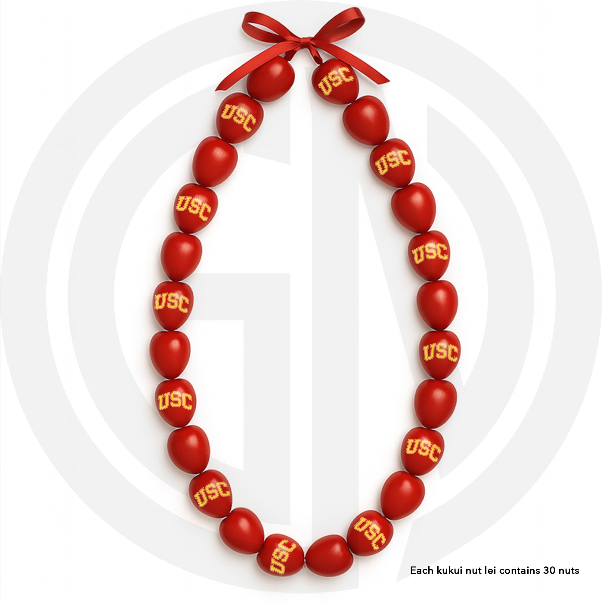USC Arch Logo - All Cardinal Red Kukui Nut Lei
