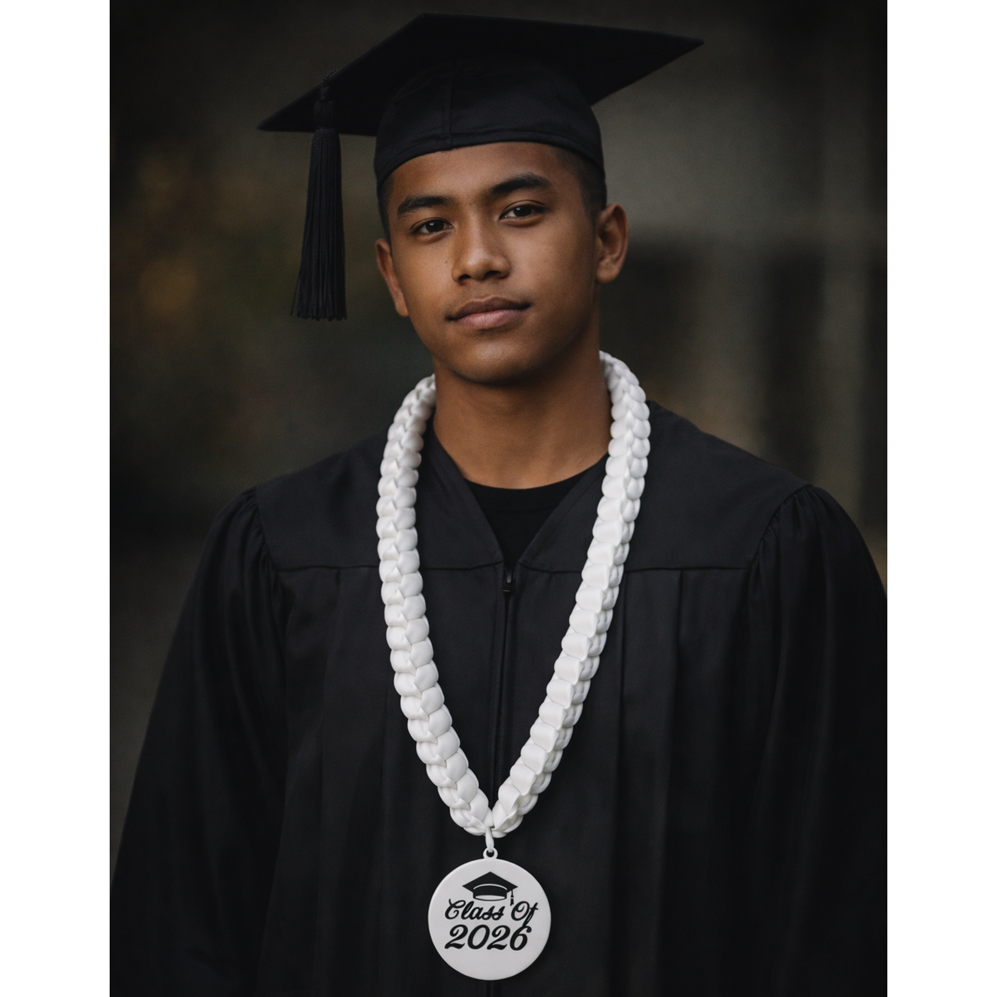 Ribbon Lei Class of 2026 White