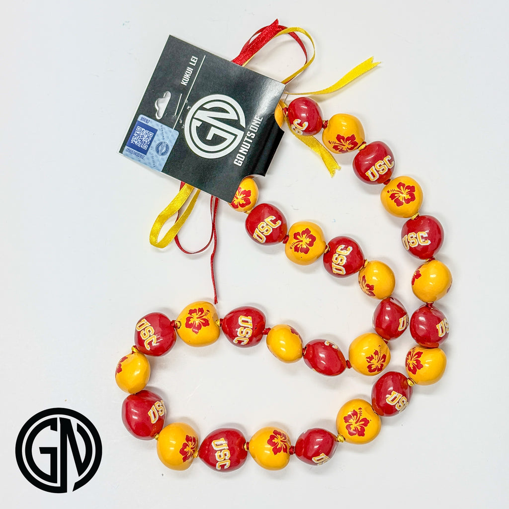 USC Arched logo w/ Hibiscus Flower Kukui Nut Lei