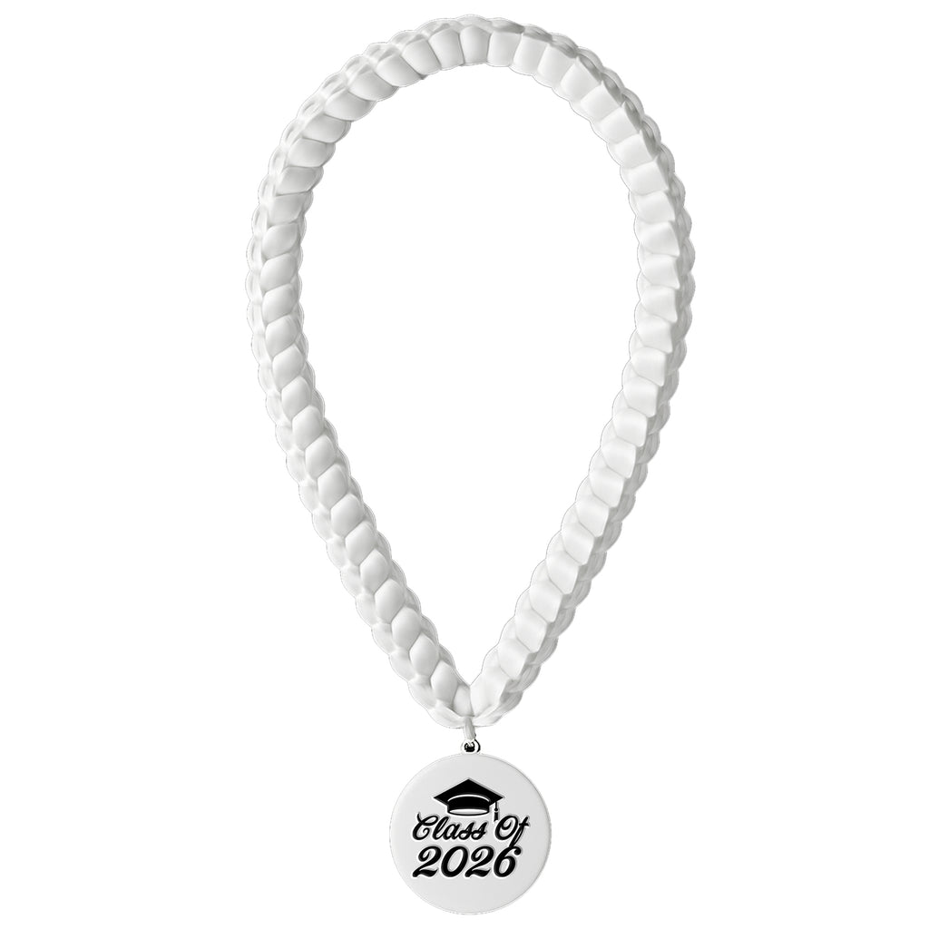 Ribbon Lei Class of 2026 White